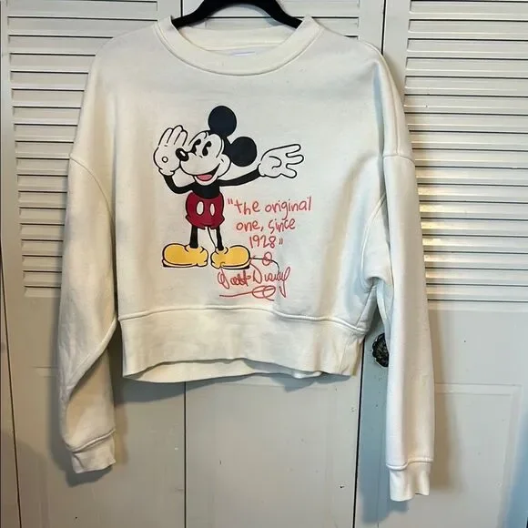 Disney 100 Mickey Mouse Crop Sweatshirt – Primark Crewneck – Women’s Size XS – B - Picture 2 of 5